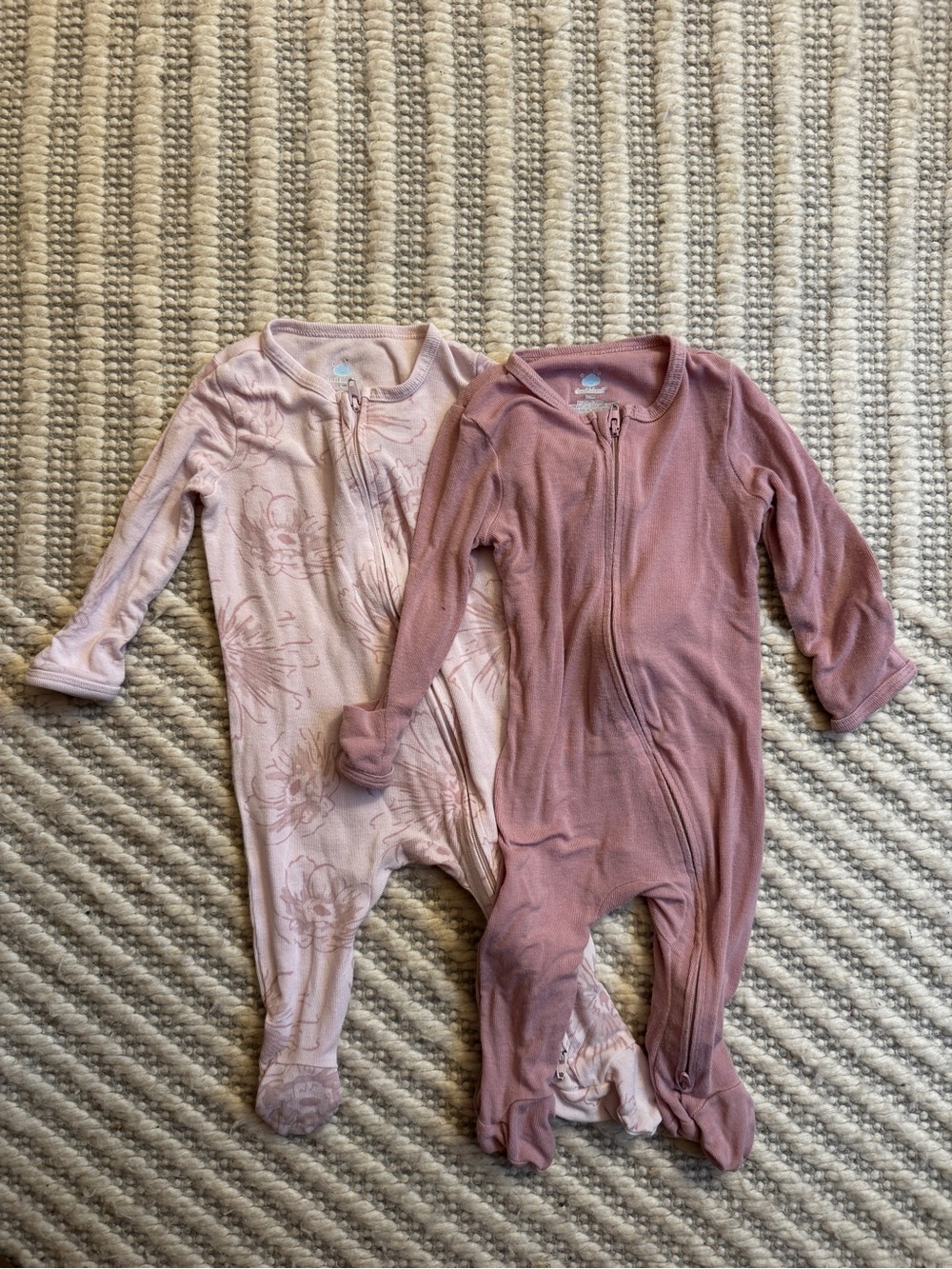 cloud island 2-Pack Footed One-Piece Sleepers in Dusty Rose and Pale Blush
